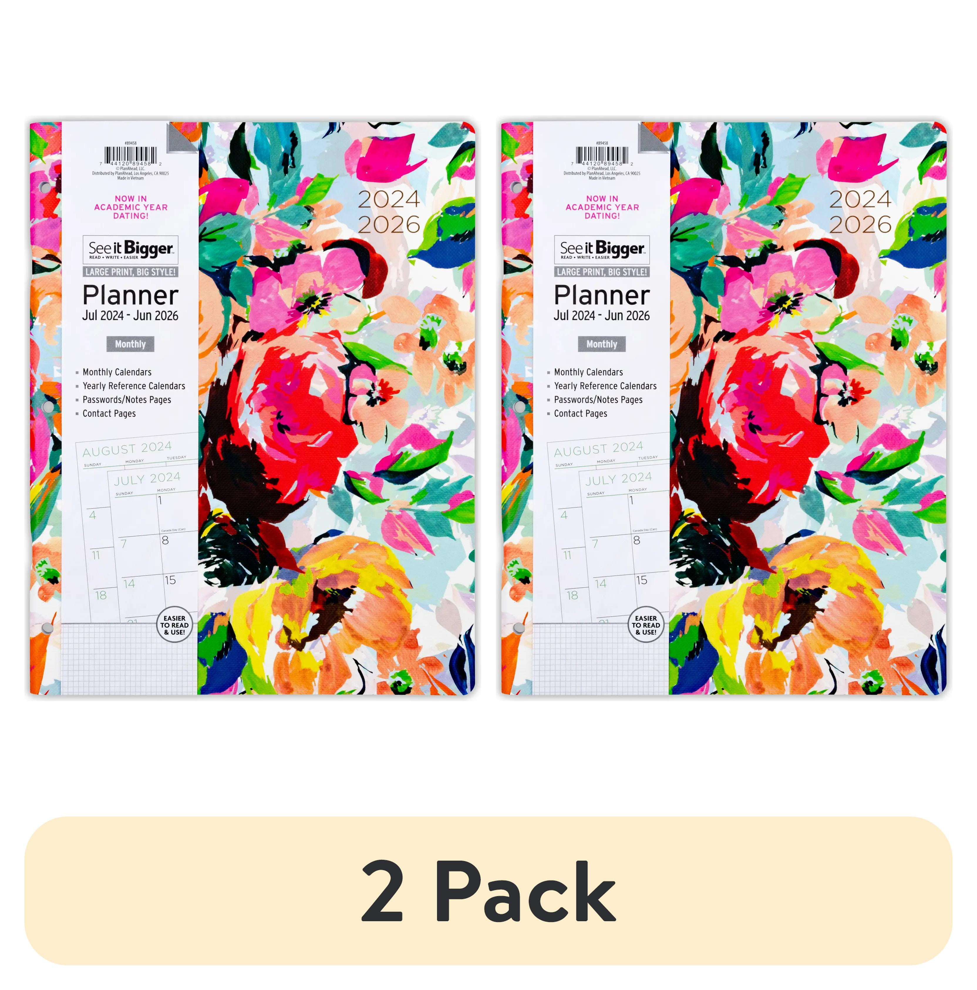 (2 pack) See it Bigger July 2024 - June 2026 Monthly Dated Planner (8.5" x 11")