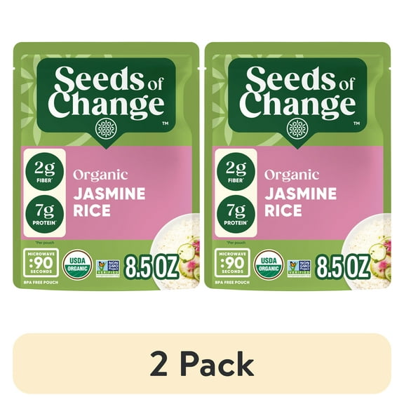 (2 pack) Seed of Change Certified Organic Jasmine Rice, Organic Food, 8.5 Ounce Pouch
