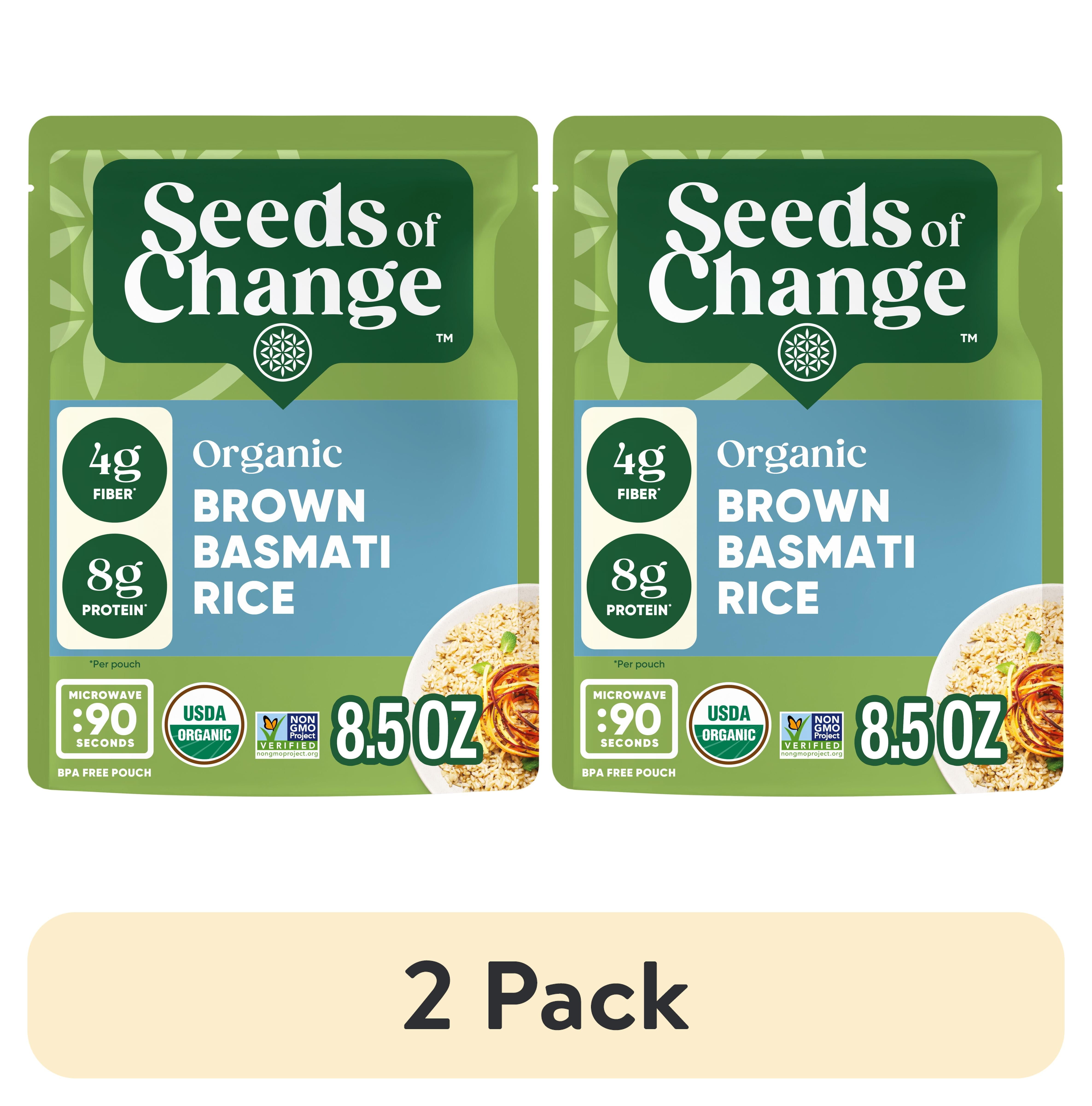 (2 pack) Seeds Of Change Certified Organic Brown Basmati Rice, Organic Food, 8.5 Oz Pouch. Ready In 90 Seconds!