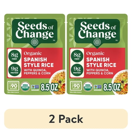 (2 pack) Seeds Of Change Certified Organic Spanish Style Rice, 8.5 Ounce Pouch