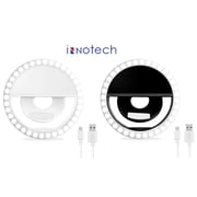 2 pack Selfie Ring Light, Innotech Rechargeable Portable Clip-on Selfie Fill Light with 36 LED for iPhone/Android Smart Phone Photography, Camera Video, Girl Makes up 2 pack  Black and white
