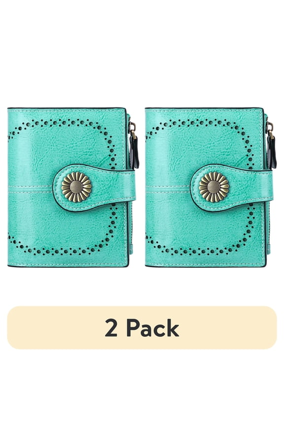 (2 pack) Sendefn Small Women Wallet Genuine Leather Bifold Purse RFID Blocking Card Holder