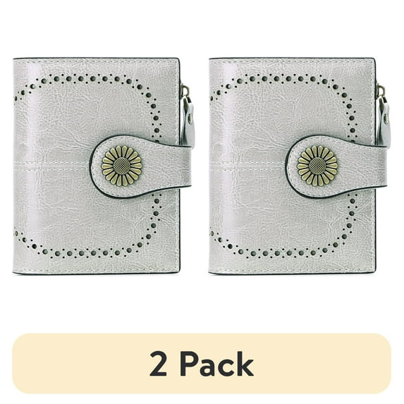 (2 pack) Sendefn Small Women Wallet Genuine Leather Bifold Purse RFID Blocking Card Holder