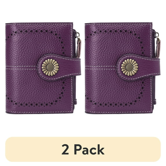(2 pack) Sendefn Small Women Wallet Genuine Leather Bifold Purse RFID Blocking Card Holder