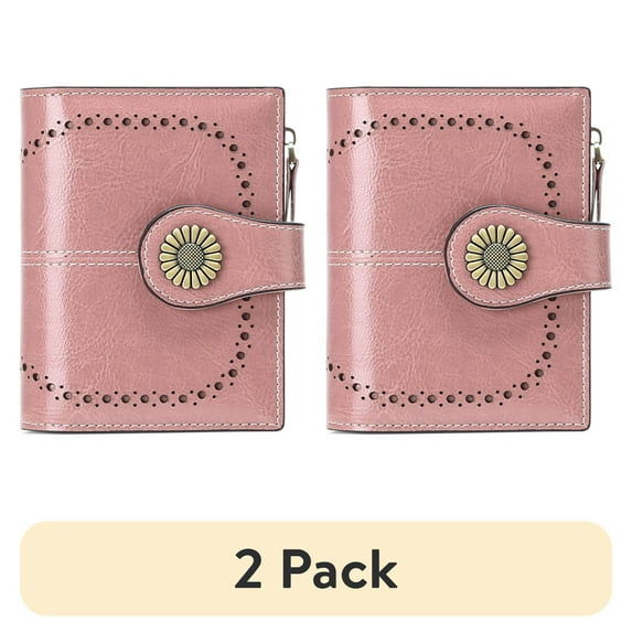 (2 pack) Sendefn Small Women Wallet Genuine Leather Bifold Purse RFID Blocking Card Holder