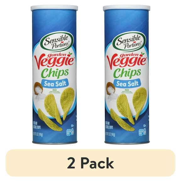 (2 pack) Sensible Portions Garden Veggie Snack Sea Salt Potato Chips, 5 oz Canister