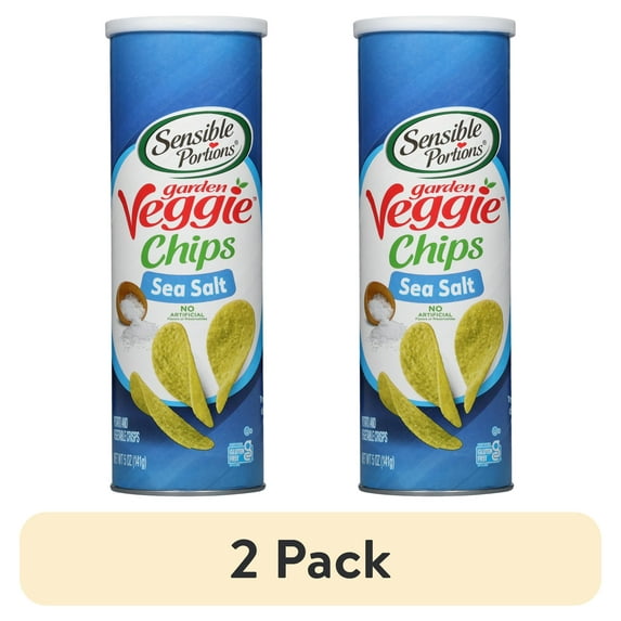 (2 pack) Sensible Portions Garden Veggie Snack Sea Salt Potato Chips, 5 oz Canister