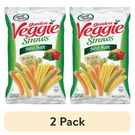 (2 pack) Sensible Portions Garden Veggie Straws, Sea Salt, 2.75 oz
