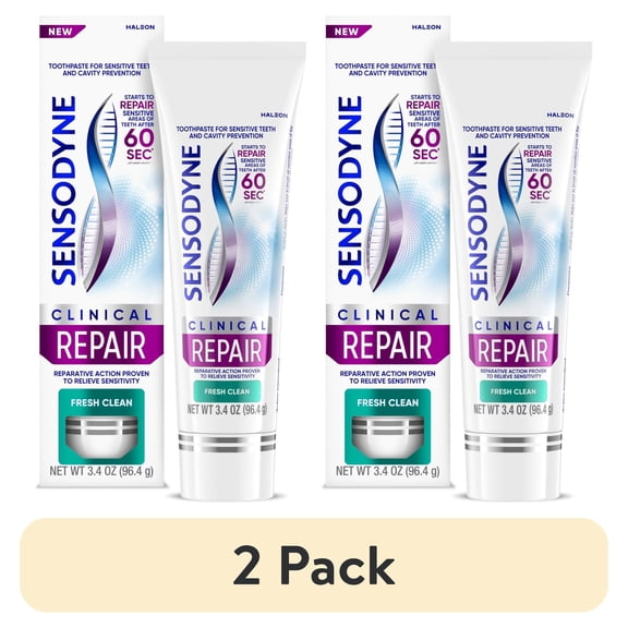 (2 pack) Sensodyne Clinical Repair Fresh Clean Toothpaste for Sensitive Teeth, 3.4 Oz