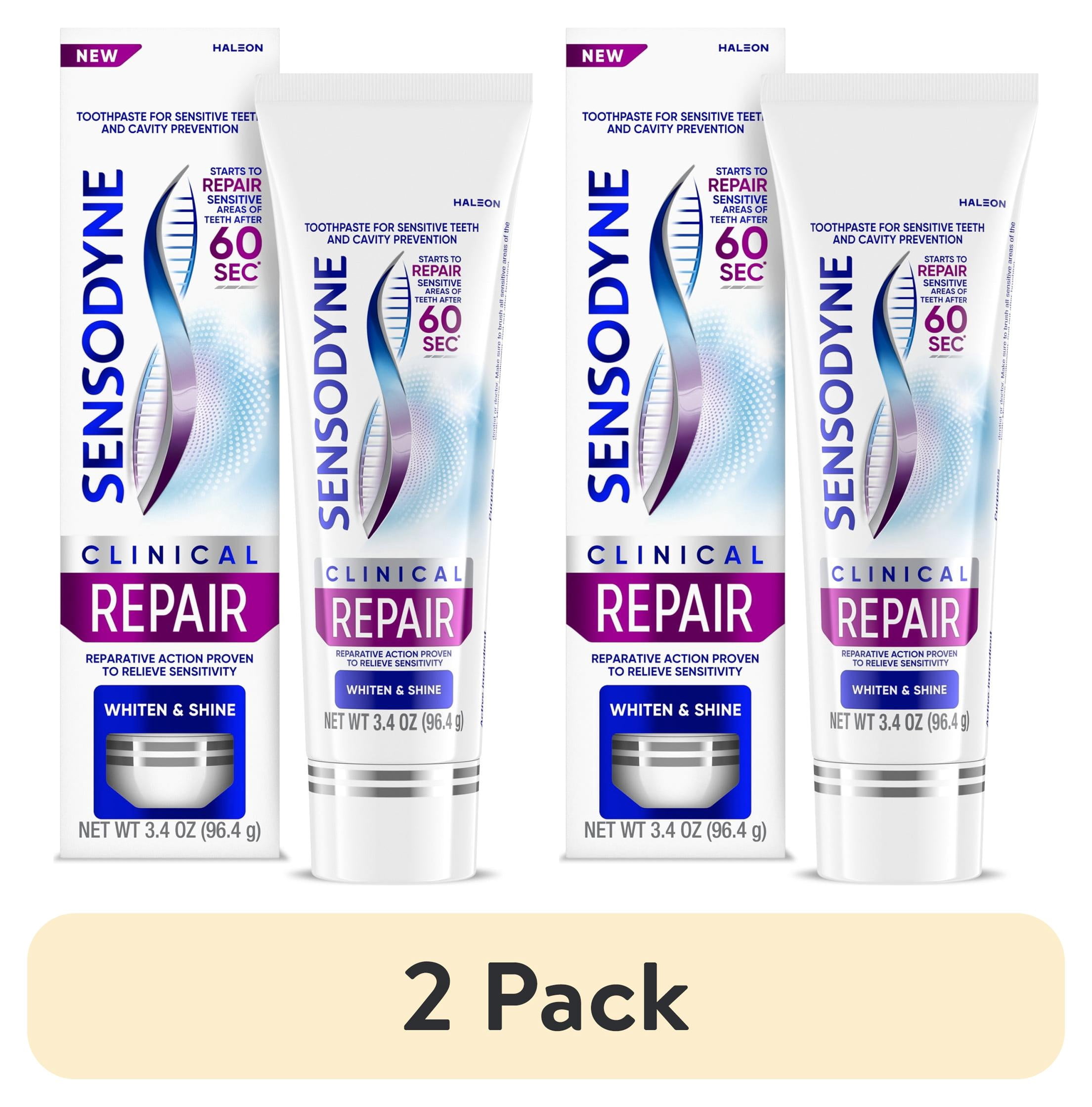 (2 pack) Sensodyne Clinical Repair Whiten & Shine Toothpaste for Sensitivity Relief, 3.4 Oz