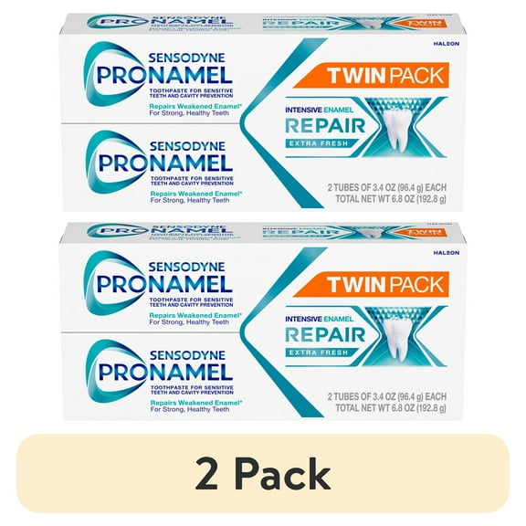 (4 pack) Sensodyne Pronamel Intensive Enamel Repair Toothpaste for Sensitive Teeth and Cavity Protection - 3.4 Oz x 2, Extra Fresh