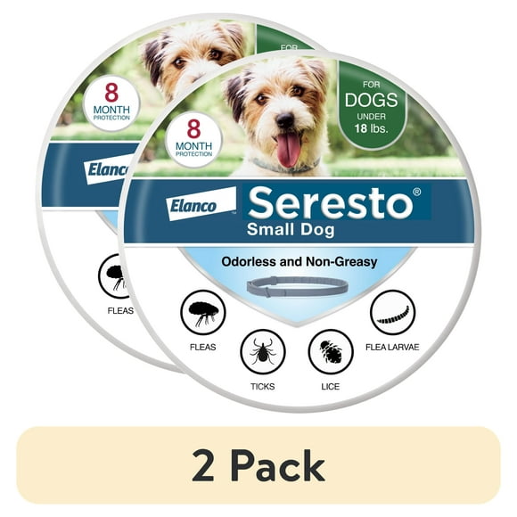 (2 pack) Seresto Vet-Recommended 8-Month Flea & Tick Prevention Collar for Small Dogs under 18 lbs