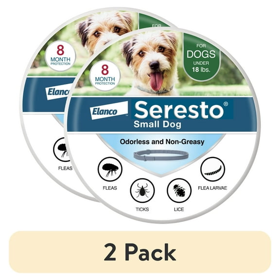 (2 pack) Seresto Flea & Tick Collar For Dogs Up to 18 lbs., Vet-Recommended, 8 Month Protection