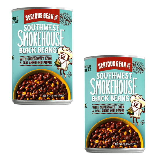 (2 pack Serious Bean Co Southwest Smokehouse Black Beans 15.5 oz Can