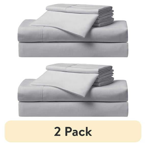 (2 pack) Serta So Soft 4-Piece Light Gray Sheet Set, Queen