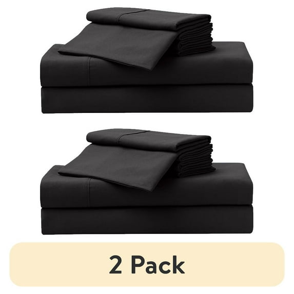 (2 pack) Serta So Soft 6-Piece Black Sheet Set, King