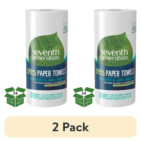 Seventh Generation 100% Recycled Paper Towel Rolls, 2-Ply, 11 x 5.4 Sheets, 156 Sheets/RL, 24 RL/CT
