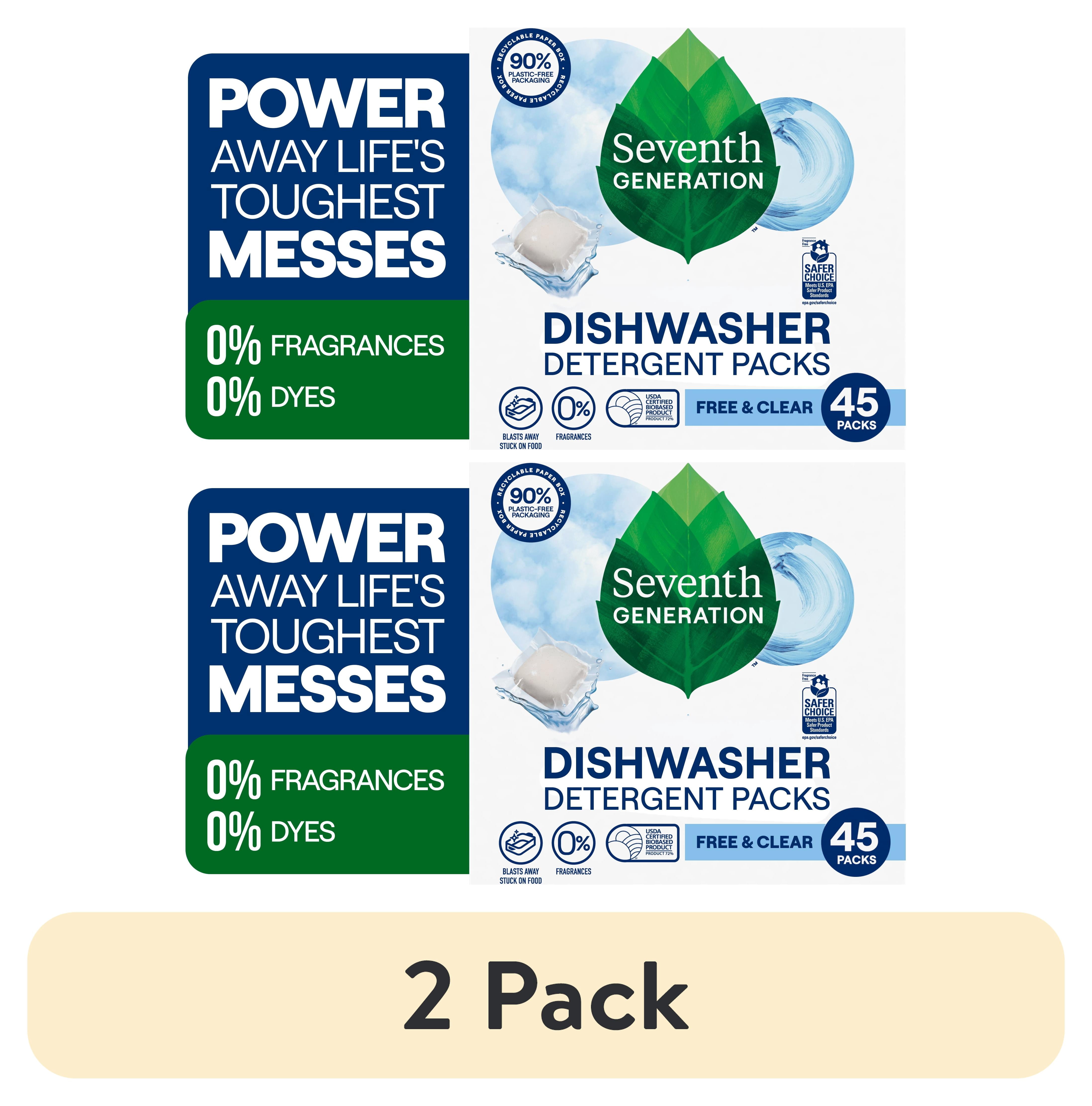 (2 pack) Seventh Generation Dishwasher Detergent Pods, Free & Clear, 45 Count