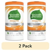 (2 pack) Seventh Generation Disinfecting Wipes, Lemongrass Citrus, 70 Wipes​