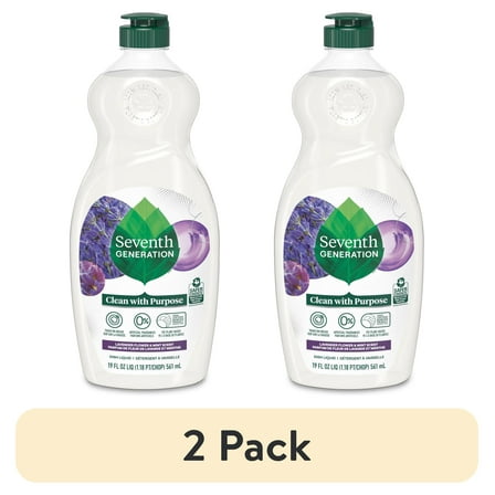 (2 pack) Seventh Generation Dish Soap Liquid, Lavender Flower & Mint, 19 fl oz