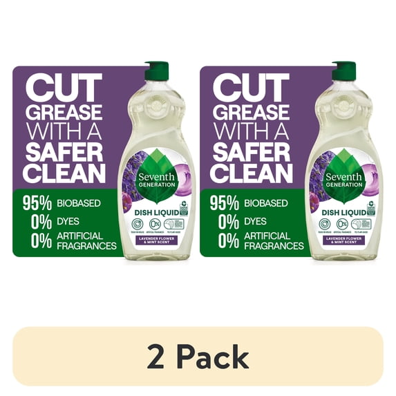 (2 pack) Seventh Generation Liquid Dish Soap, Dishwashing Liquid, Lavender Flower & Mint, 19 fl oz