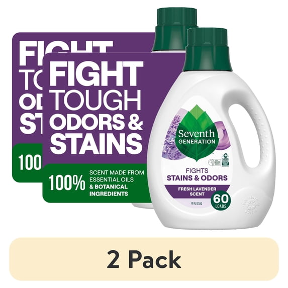 (2 pack) Seventh Generation Liquid Laundry Detergent Liquid, Floral Lavender, 90 fl oz, 60 Loads