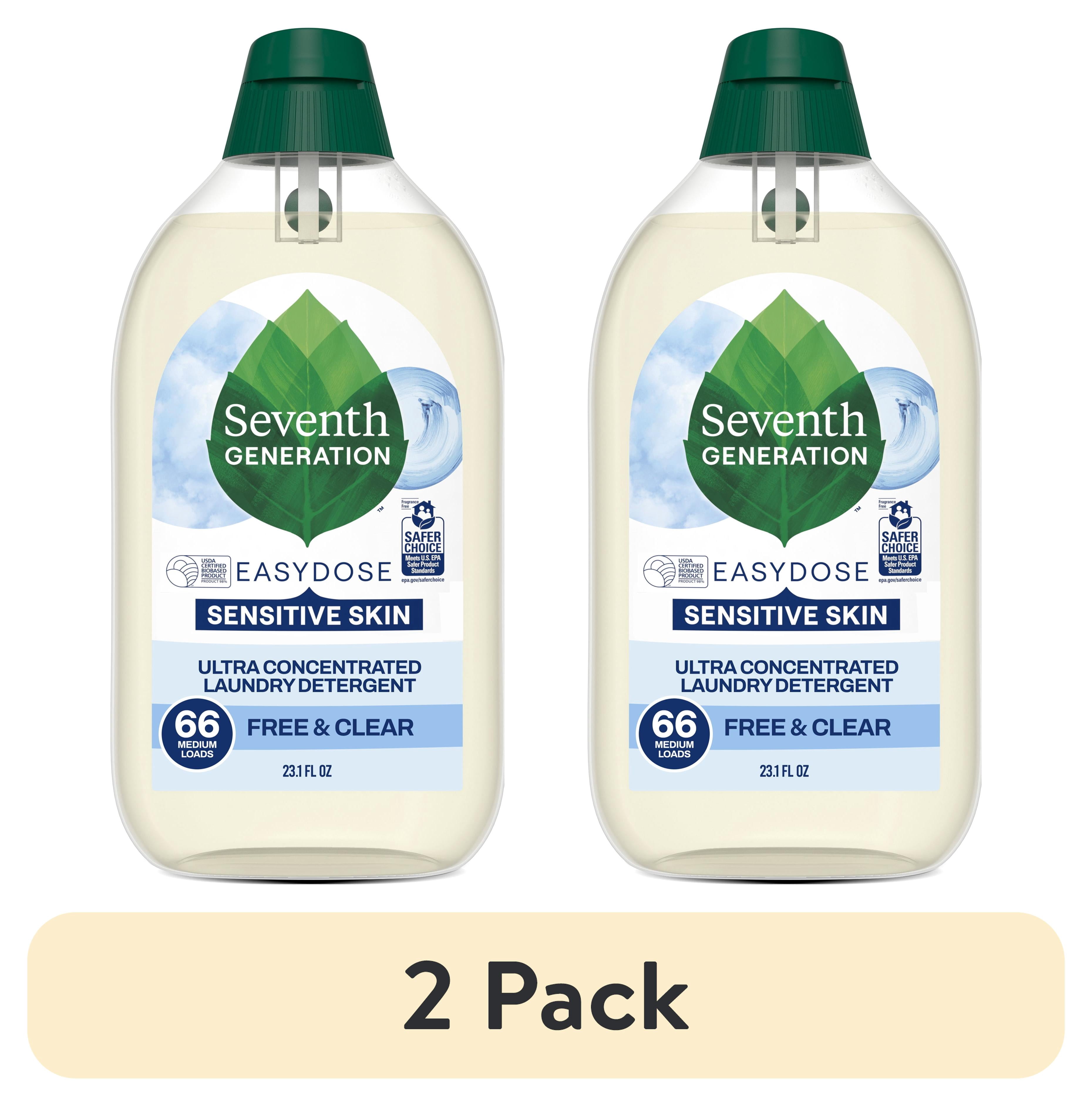 (2 pack) Seventh Generation Sensitive Skin Concentrated Liquid Laundry Detergent, Free & Clear, 23 fl oz, 66 Loads