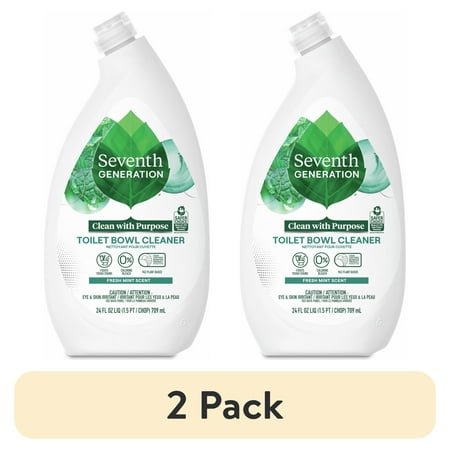 (2 pack) Seventh Generation Toilet Bowl Cleaner without Chlorine Bleach, Fresh Mint Ammonia Free, 24 fl oz