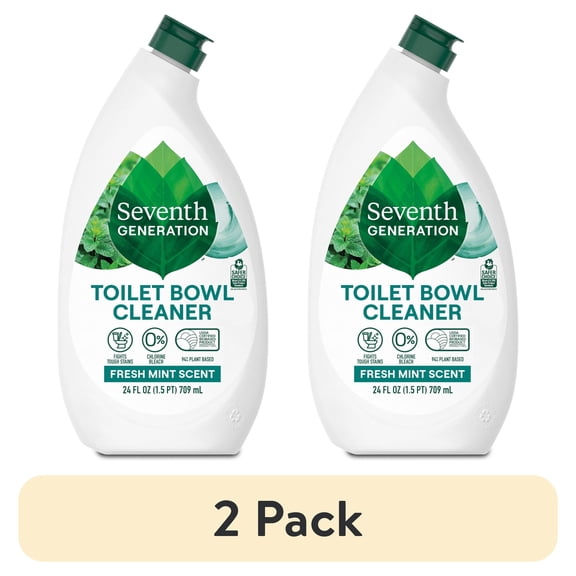 (2 pack) Seventh Generation Toilet Bowl Cleaner without Chlorine Bleach, Fresh Mint Ammonia Free, 24 fl oz​