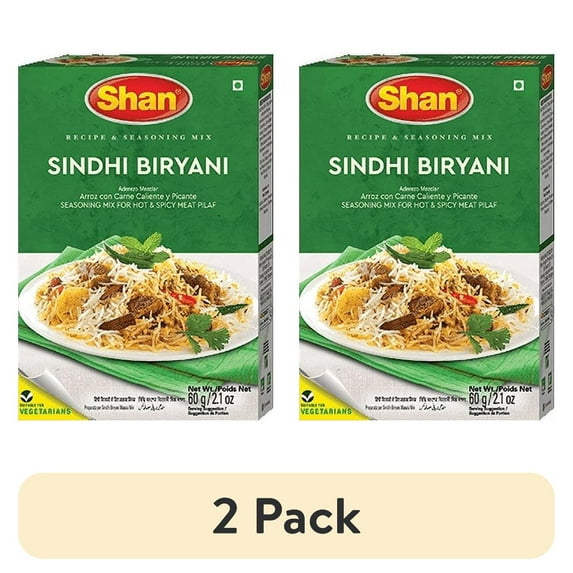 (2 pack) Shan Sindhi Biryani Seasoning Mix (60g) - Spice Packets for Hot and Spicy Meat Pilaf