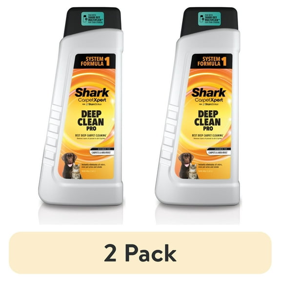 (2 pack) Shark CarpetXpert Deep Clean Pro Formula 48-Oz, for Shark Upright & Portable Carpet Cleaners, Formulated for All Carpets, Upholstery & Area Rugs, Eliminates Tough Pet Messes and Odors, EXCM48