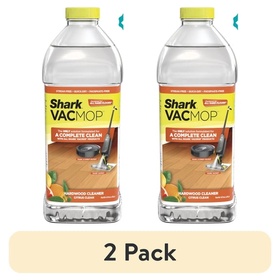 (2 pack) Shark VACMOP Hardwood Cleaner, Citrus Clean, Sealed Hard Floors, Fast Drying, Streak-Free, VCW60, 2L