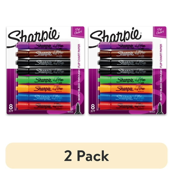 (2 pack) Sharpie Flip Chart Markers, Bullet Tip, Assorted Colors, 8 Pack