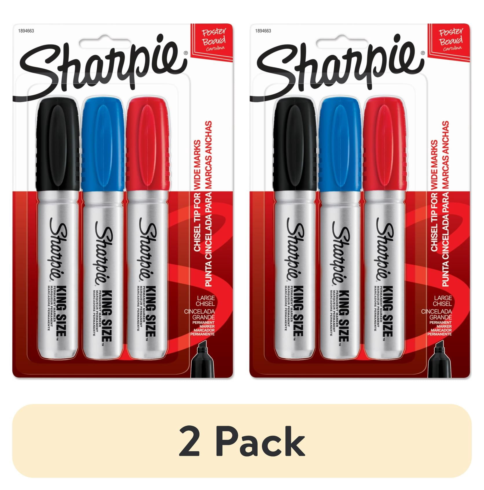 (2 pack) Sharpie King Size Permanent Markers, Chisel Tip, 3 Count