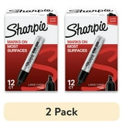 (2 pack) Sharpie King Size Permanent Markers, Large Chisel Tip, Black, 12 Count