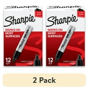 (2 pack) Sharpie King Size Permanent Markers, Large Chisel Tip, Black, 12 Count