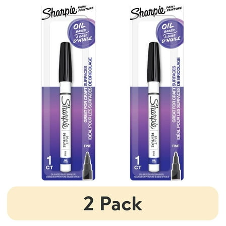 (2 pack) Sharpie Paint Permanent Marker, Fine Point, Black