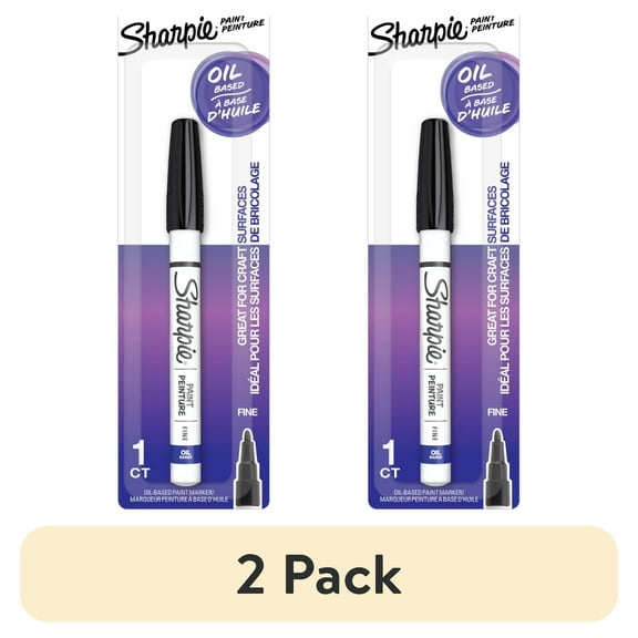 (2 pack) Sharpie Paint Permanent Marker, Fine Point, Black