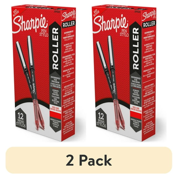 Sharpie RollerBall Pen, Needle Point (0.5mm) Precision Pen, Red Ink, 12 Count