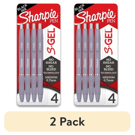(2 pack) Sharpie S-Gel Pens, Medium Point (0.7mm), Violet Barrel, Black Ink, 4 Count