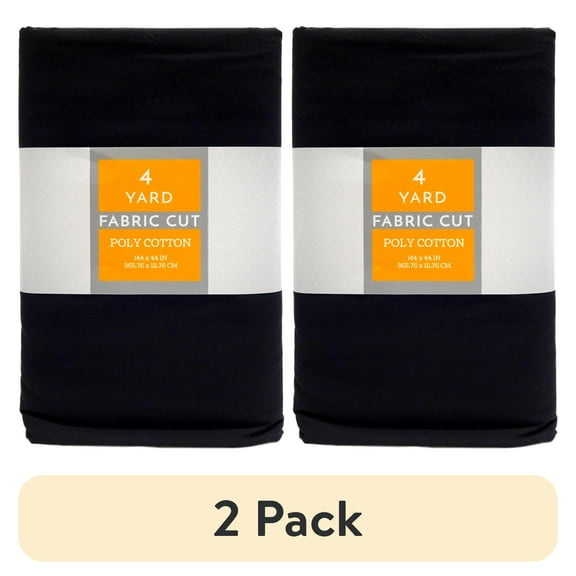 (2 pack) Shason Textile 4 Yard Cut Poly Cotton Fabric, Black, 44" Wide for Craft & Quilting Projects
