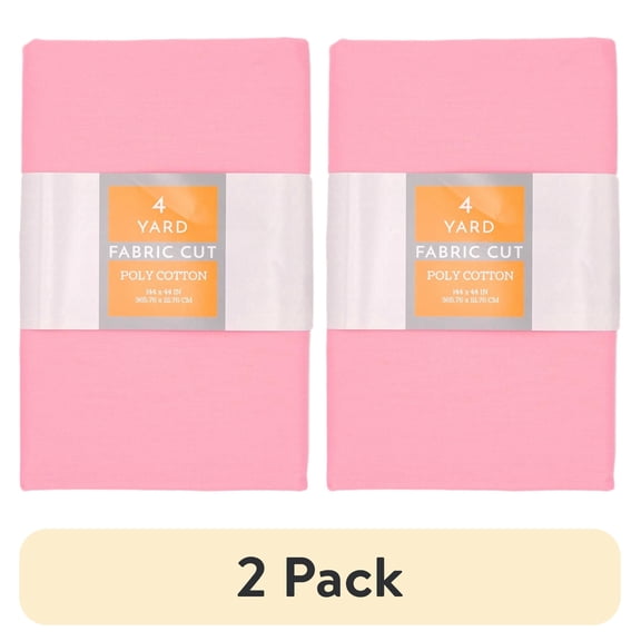 (2 pack) Shason Textile 4 Yard Cut Poly Cotton Fabric, Pink, 44" Wide for Craft & Quilting Projects