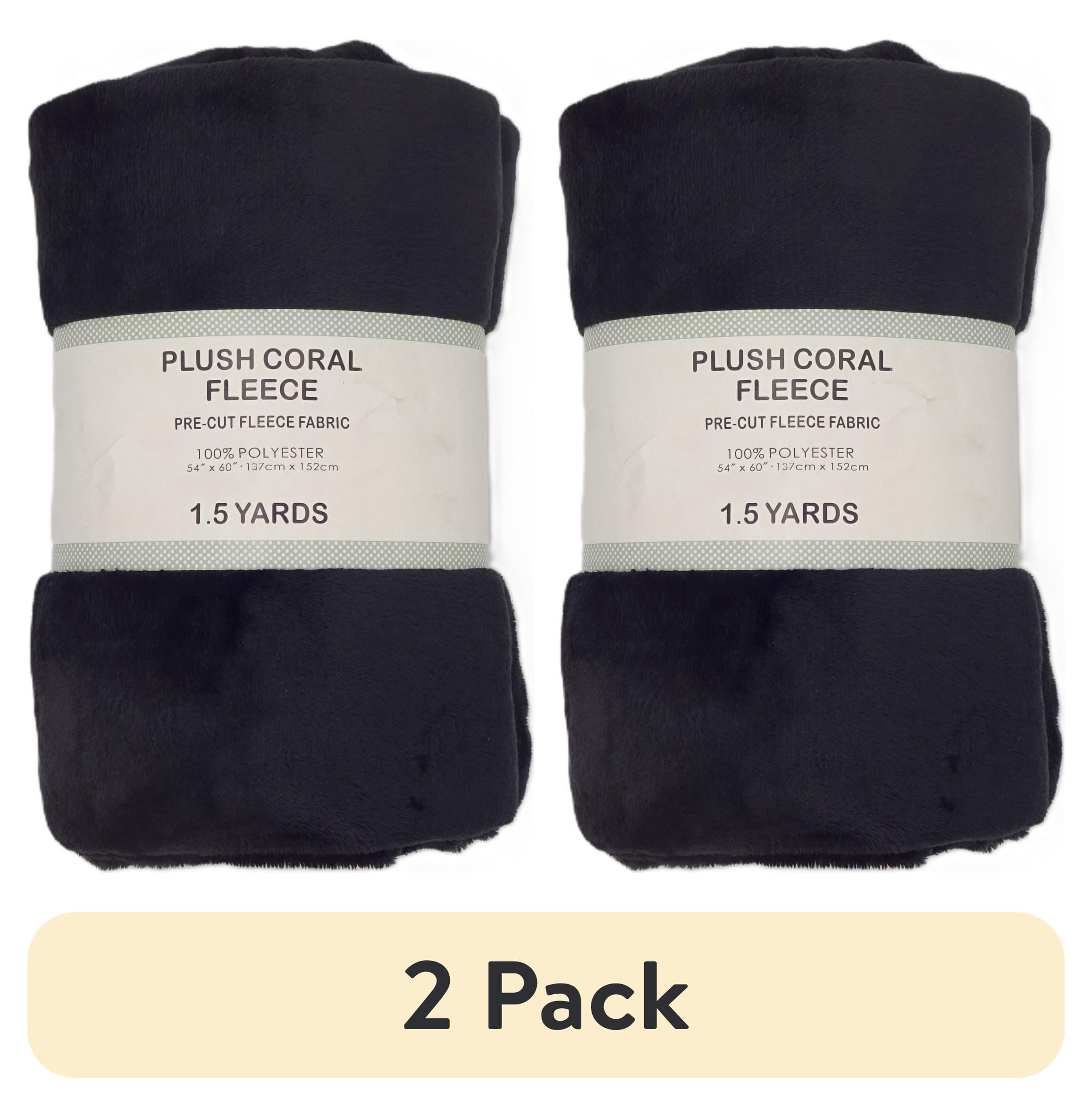 (2 pack) Shason Textile 1.5 Yard Cut Plush Coral Fleece Fabric, Black, 54" Wide for Sewing & Crafts