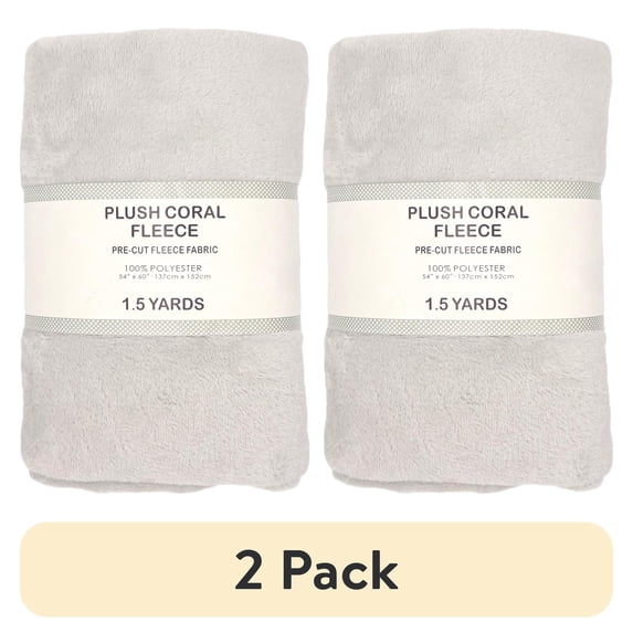 (2 pack) Shason Textile 1.5 Yard Cut Plush Coral Fleece Fabric, Light Gray, 54" Wide for Sewing & Crafts