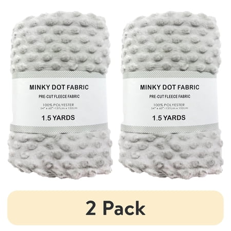 (2 pack) Shason Textile Soft Puffy Dot Fleece 1.5 Yard Precut Fabric, Light Gray