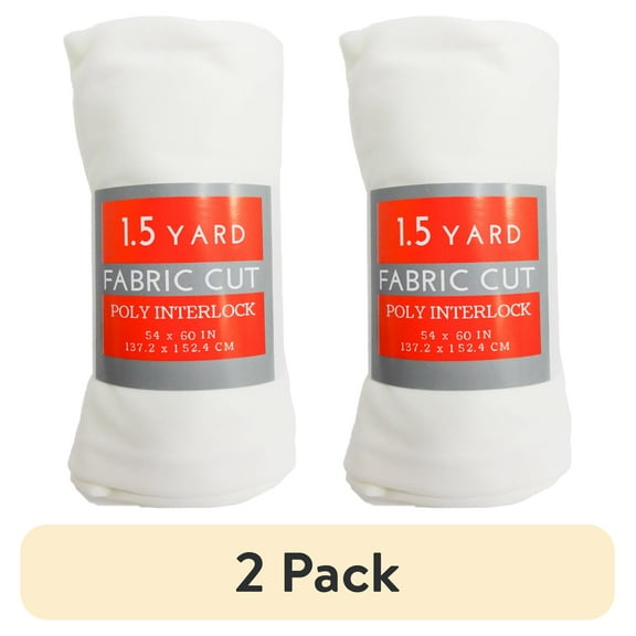(2 pack) Shason Textile presents Poly Knit Interlock 1.5 Yard Precut Fabric, White