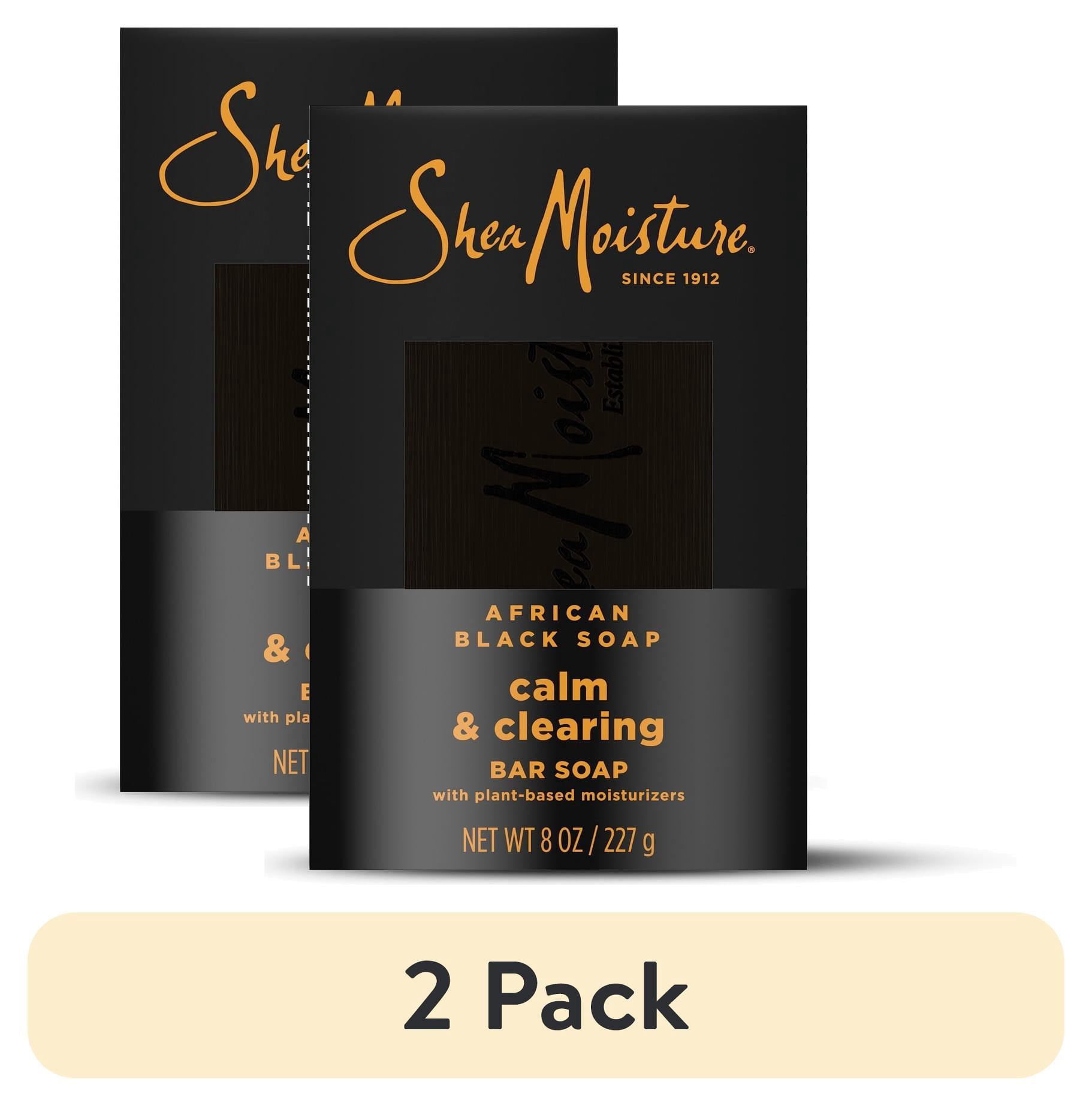 (2 pack) SheaMoisture Bar Soap African Black Soap Soothing and Clarifying Bar Soap, 8 oz
