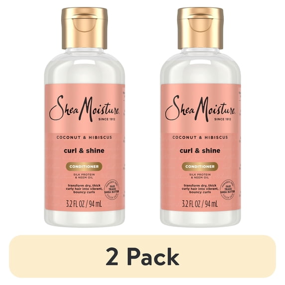 (2 pack) SheaMoisture Curl & Shine Conditioner for Thick, Curly Hair, Coconut & Hibiscus, to Moisturize & Soften, 3.2 fl oz
