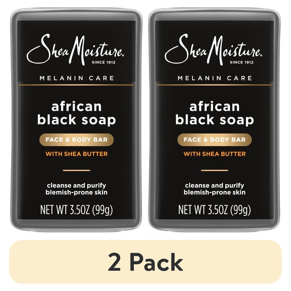 (2 pack) SheaMoisture Bar Soap For Face And Body For Oily, Blemish-Prone Skin African Black Soap Paraben Free ,3.5 oz