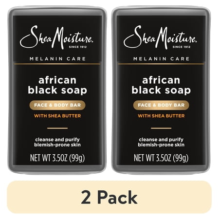 (2 pack) SheaMoisture Women's African Black Bar Soap Acne Prone Face & Body All Type 3.5 oz